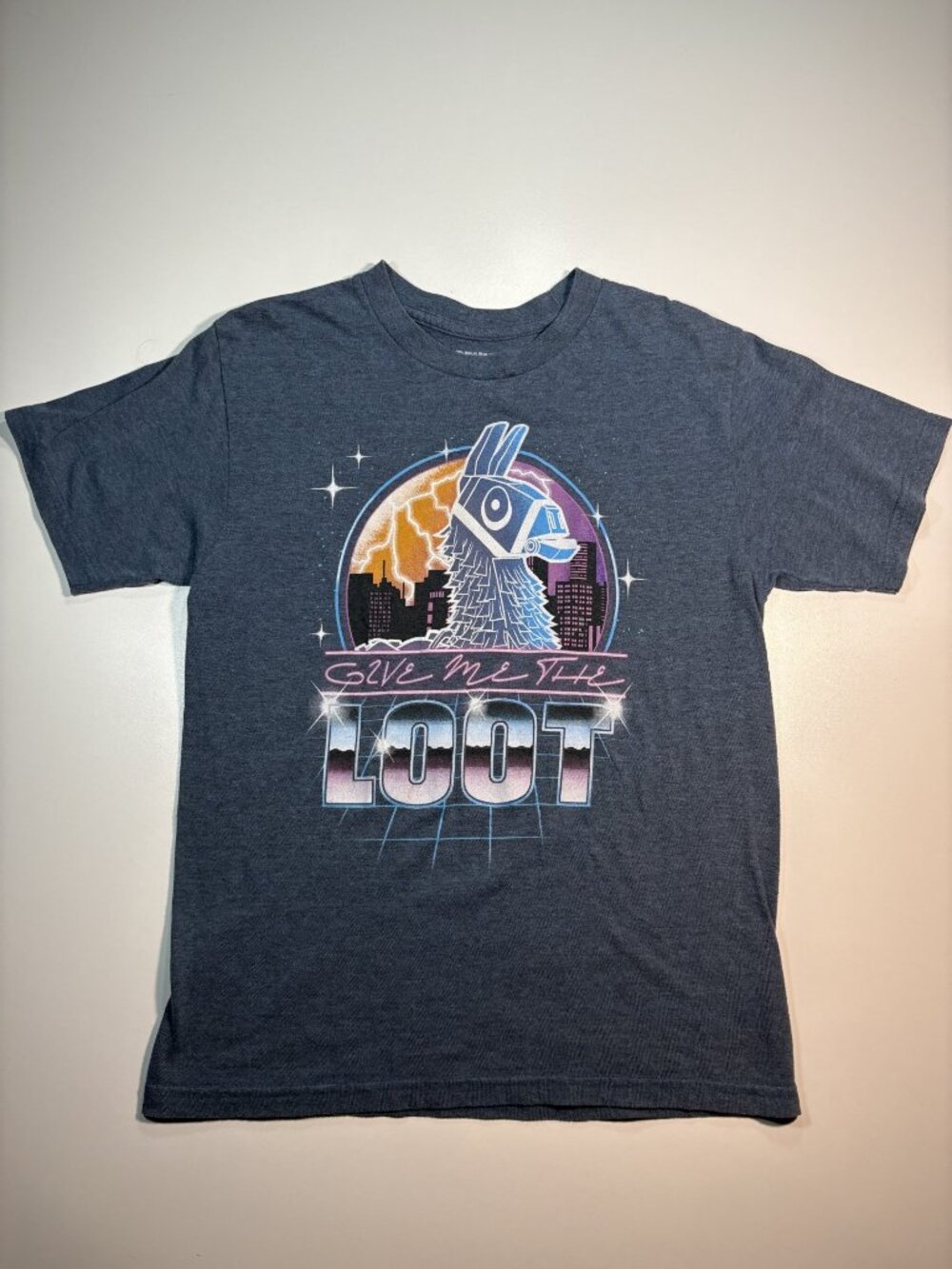 Fortnite Save The Loot Graphic T-Shirt Boys XL 14/16 Gray Gamer Tee